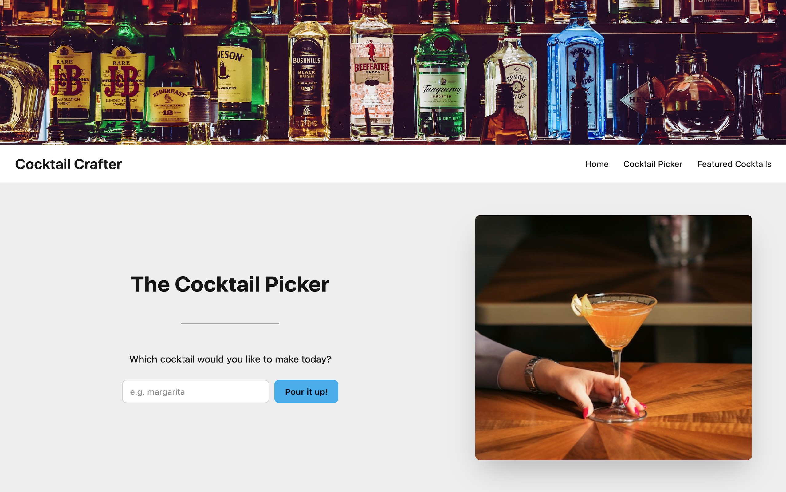 Cocktail Crafter landing page